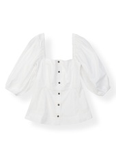 Ganni Button-Up Peplum Top in Bright White at Nordstrom