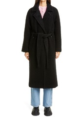 Ganni Fenn Belted Wool Blend Coat in Black at Nordstrom