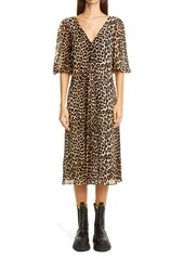 Ganni Leopard Print Georgette Midi Dress at Nordstrom