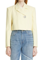 Ganni Summer Suiting Crop Jacket in Pale Banana at Nordstrom