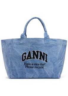 Ganni Xxl Washed Denim Tote Bag