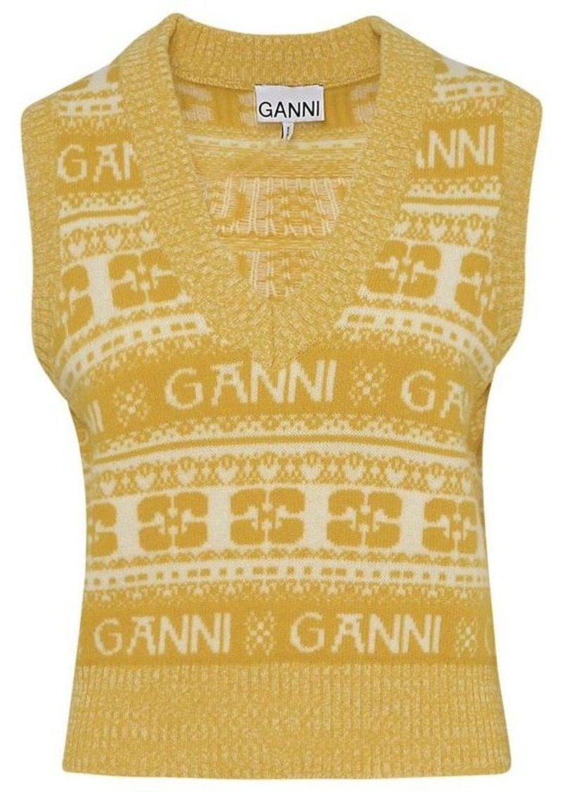 Ganni Yellow wool vest