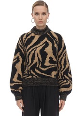 Ganni Zebra Intarsia Wool Blend Sweater