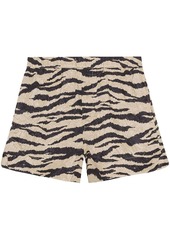 Ganni zebra-print crinked shorts