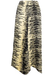 Ganni zebra-print midi skirt