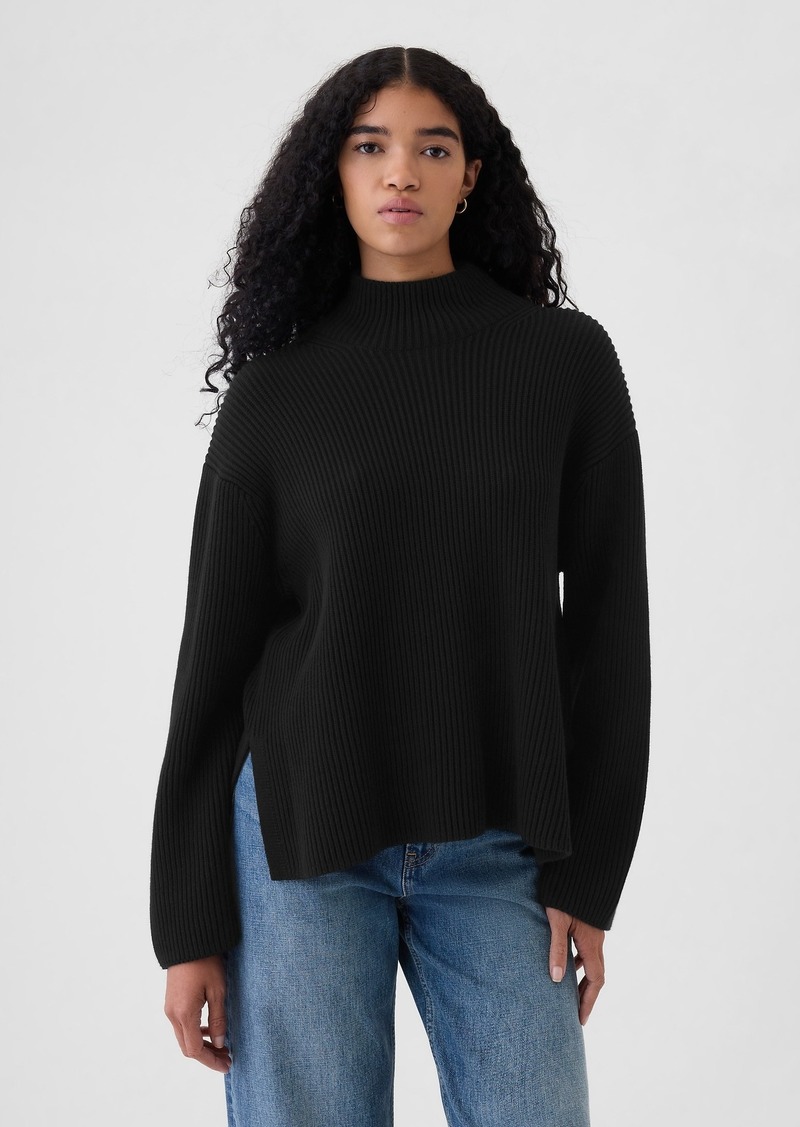 Gap Oversized Split-Hem Mockneck Sweater