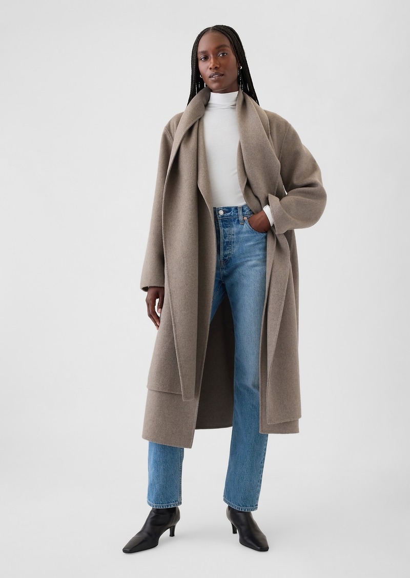 Gap Belted Double-Faced Wool Scarf Coat