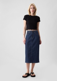 Gap Button-Back Denim Midi Pencil Skirt