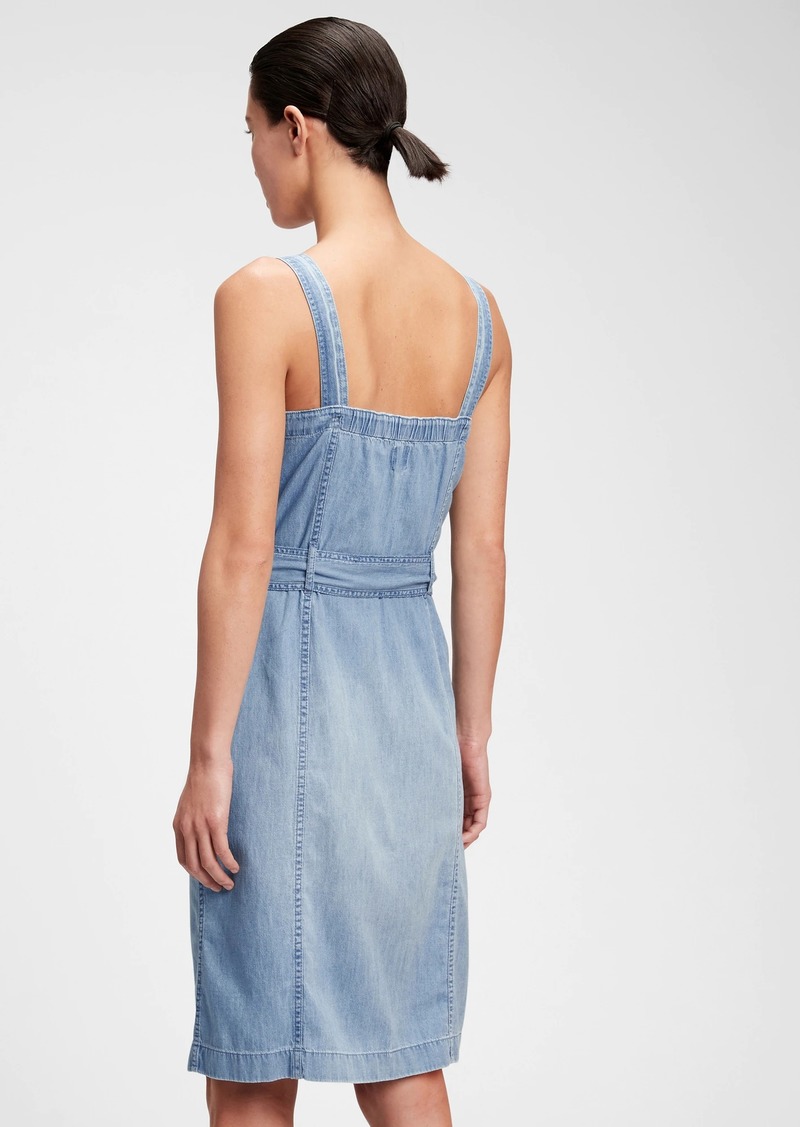 button front apron dress