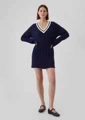 Gap CashSoft Varsity Cable-Knit Mini Sweater Dress