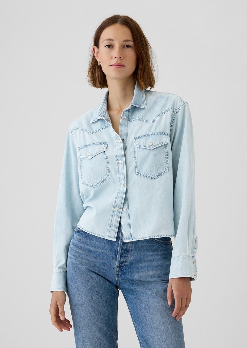 Gap Cropped Denim Western Shirt