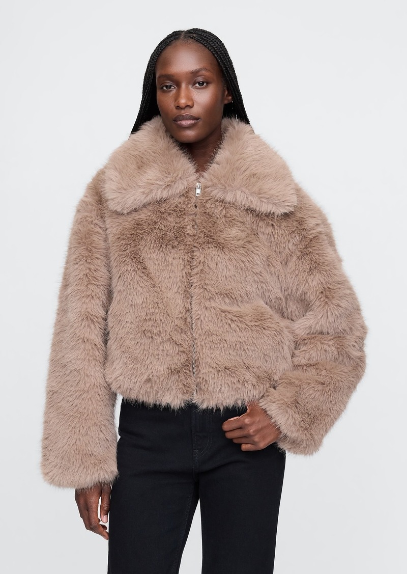 Gap Cropped Faux Fur Jacket