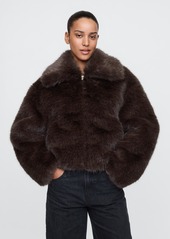 Gap Cropped Faux Fur Jacket