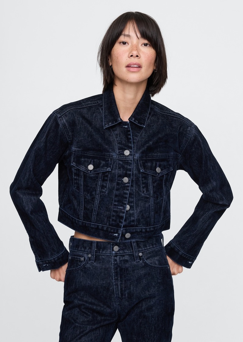 Gap Flocked Cropped Icon Denim Jacket