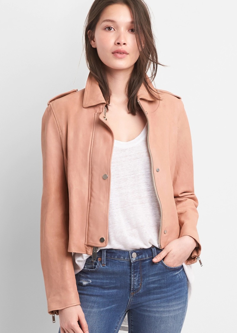 Gap Cropped Leather Jacket | Outerwear