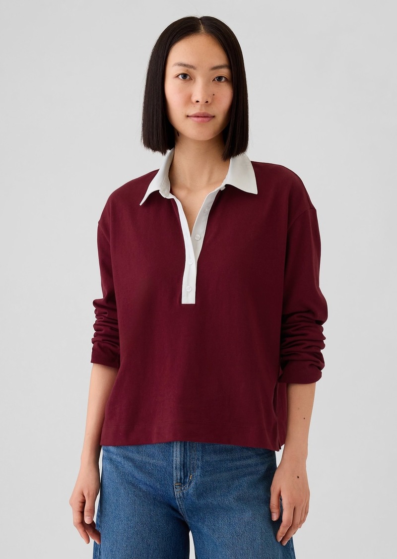 Gap Cropped Rugby Polo Shirt Shirt