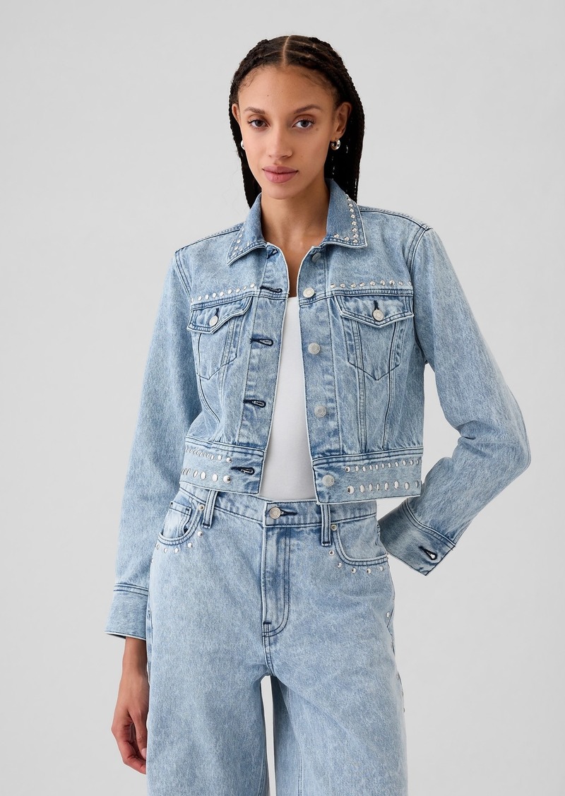 Gap Cropped Studded Icon Denim Jacket