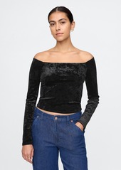 Gap Cropped Velvet Off-Shoulder Top