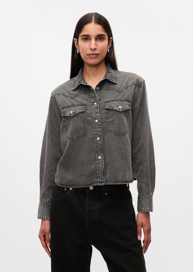 Gap Cropped Western Denim Shirt