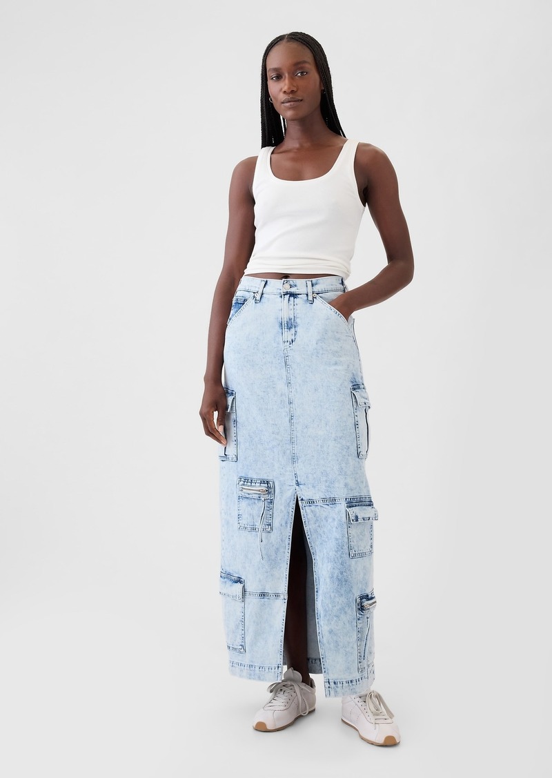 Gap Denim Double Cargo Maxi Skirt