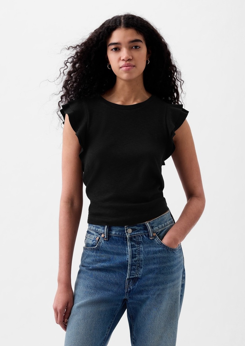 Gap Essential Rib Flutter Sleeve Shirt