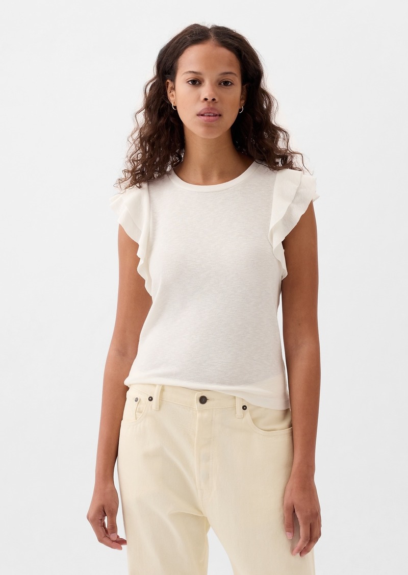 Gap Essential Rib Flutter Sleeve Shirt