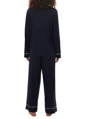 Gap GapBody Women's 2-Pc. Notched-Collar Long-Sleeve Pajamas Set - Blue Animal Print