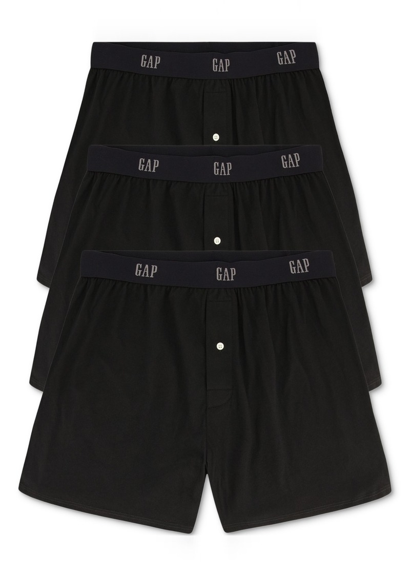 Gap Men's 3-Pk. Cotton Woven Slim-Fit Boxers - True Black