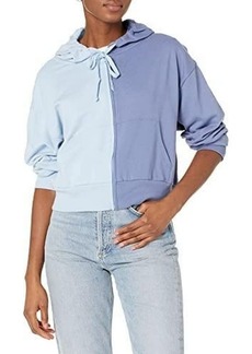 GAP Womens Cropped Zip Hoodie Colorblock BLUE COLORBLOCK XL
