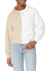 GAP Womens Cropped Zip Hoodie Colorblock TAN COLORBLOCK XXL