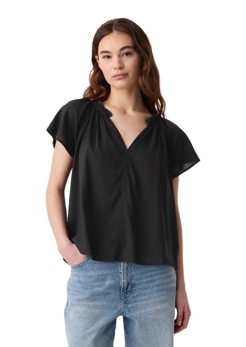 GAP Womens Short Sleeve Split Neck Top  XL