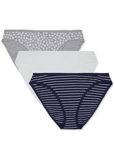 GapBody Women's 3-Pk Bikini Underwear GPW00274 - Elysian Blue Stripe/Optic White/Heather