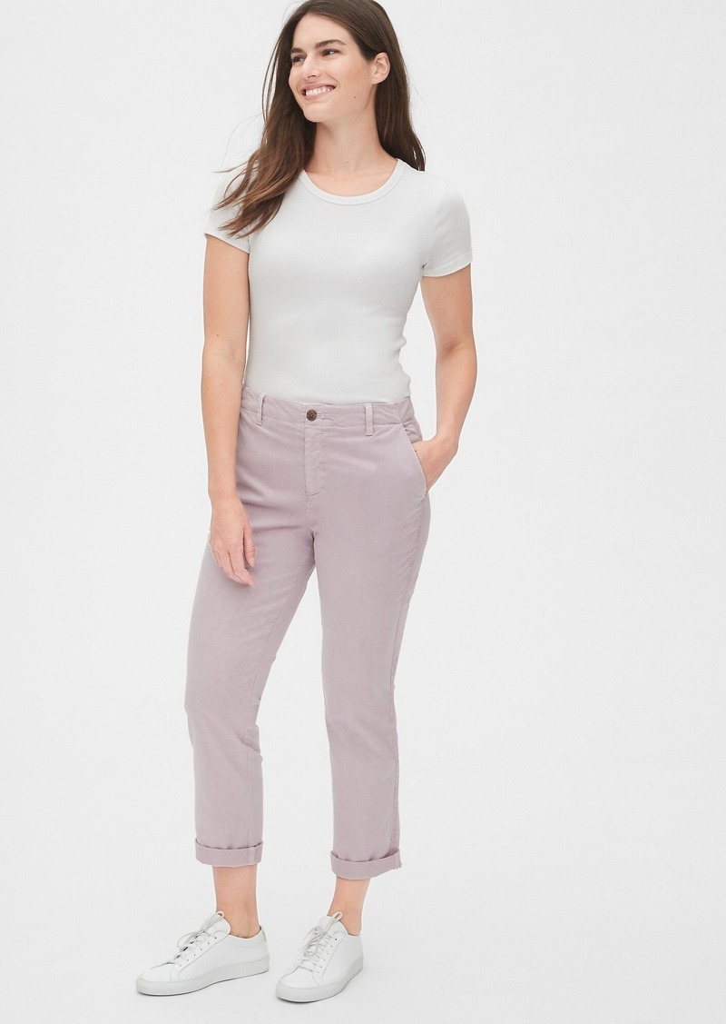 gap girlfriend twill stripe khakis