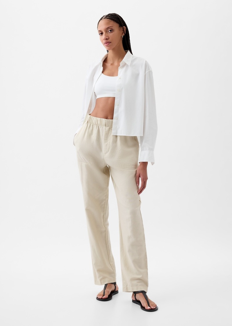 Gap High Rise Linen-Cotton Pull-On Pants