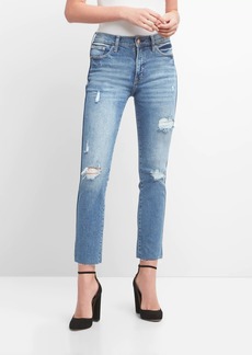Gap High Rise Slim Straight Jeans with Destruction