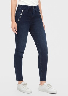 high rise cheeky straight jeans with distressed detail