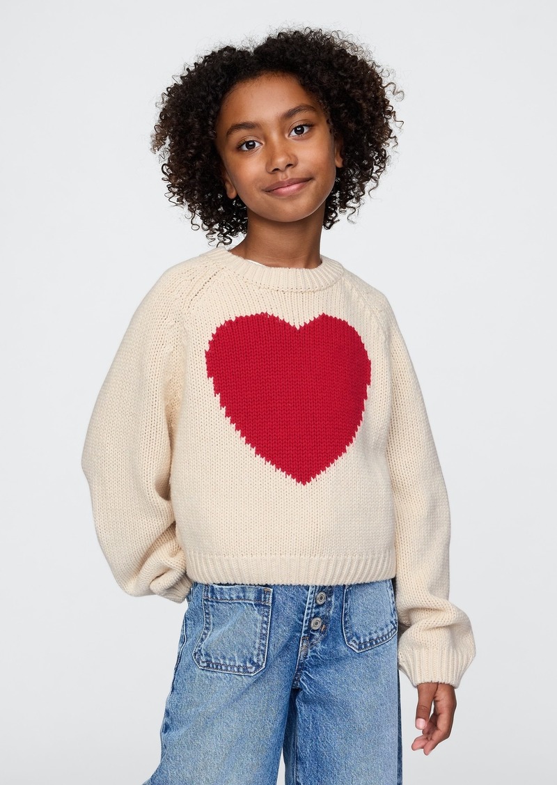 Gap Kids Cropped Chunky Heart Sweater