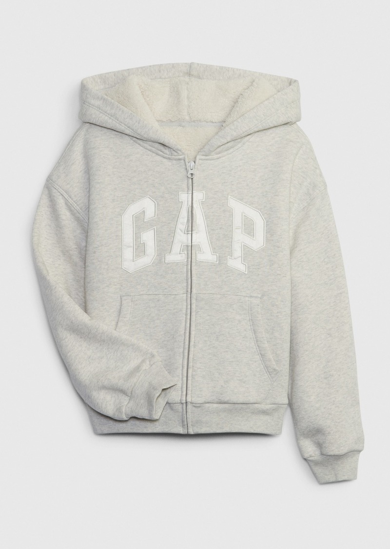 Gap Kids Sherpa-Lined Logo Hoodie