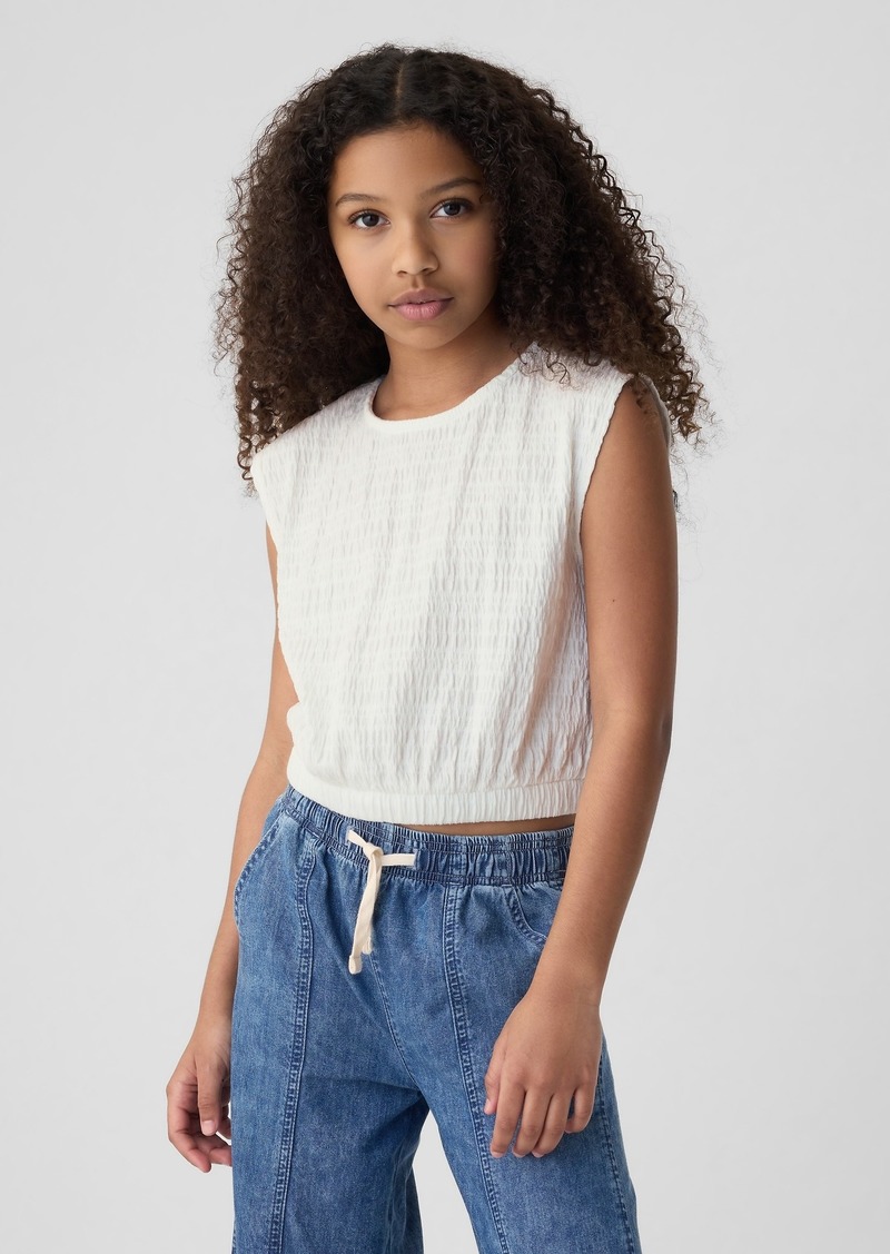 Gap Kids Smocked Cropped Muscle Tank Top