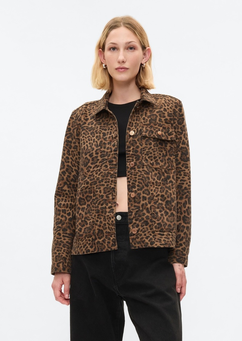 Gap Leopard Denim Chore Jacket