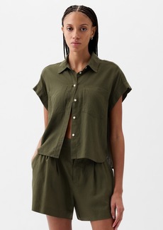 Gap Linen-Blend Cropped Shirt