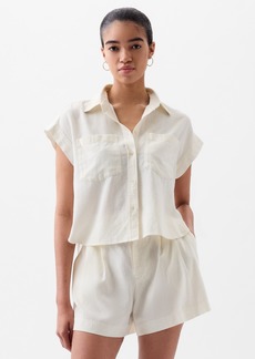 Gap Linen-Blend Cropped Shirt