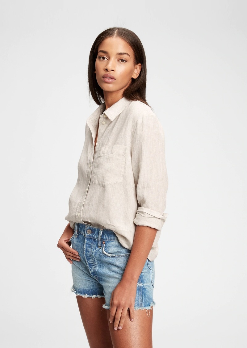 gap linen boyfriend shirt