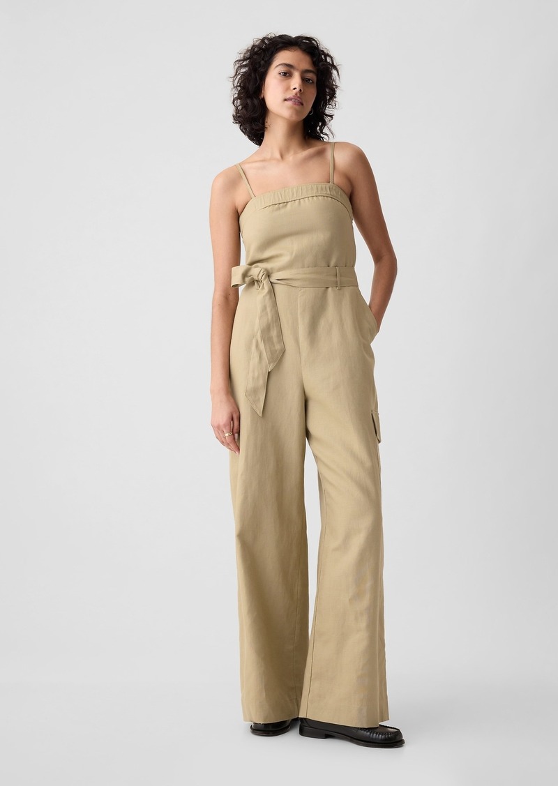 Gap Linen-Cotton Cargo Jumpsuit