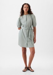 Gap Linen-Cotton Puff Sleeve Mini Shirtdress