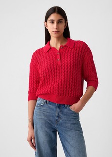 Gap Linen-Cotton Textured Polo Shirt Sweater