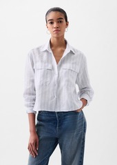 Gap 100% Linen Cropped Shirt