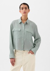 Gap 100% Linen Cropped Shirt