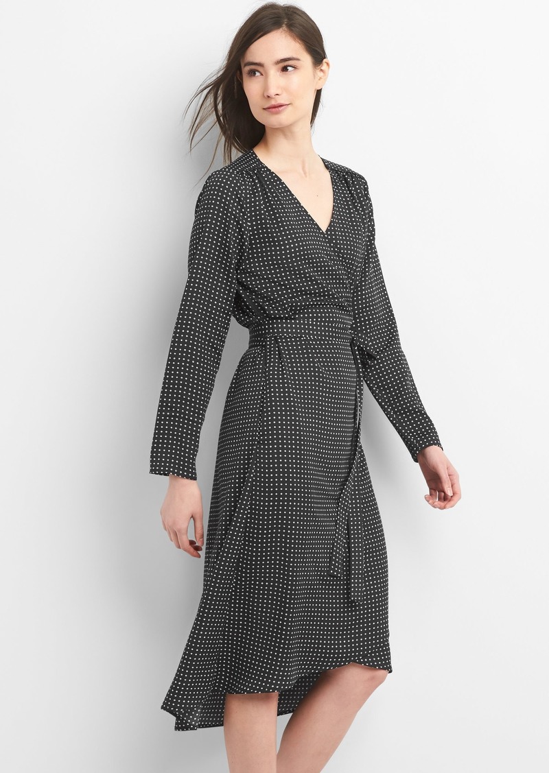 long sleeve midi wrap dress