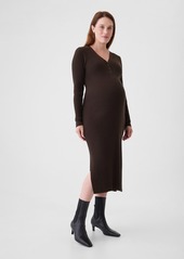 Gap Maternity CashSoft Rib Henley Midi Sweater Dress